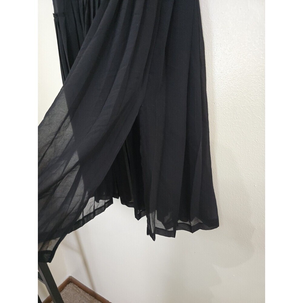 Sandro Pleated Long Midi Skirt Womens 40 US 8 Black A Line Paris Chic Sheer - Picture 7 of 12